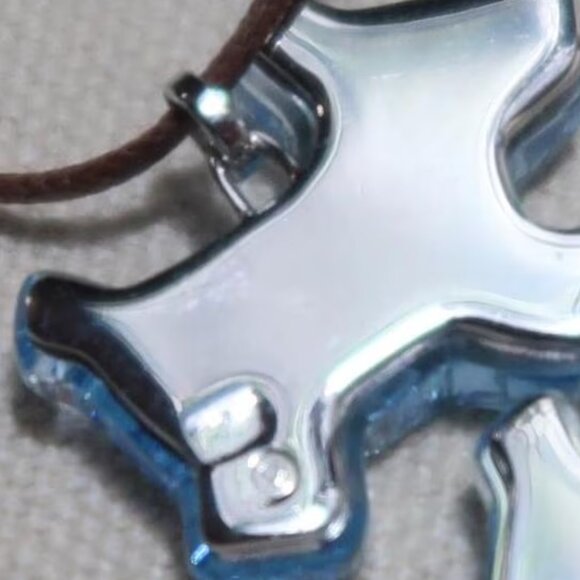 SWAROVSKI Blue Faceted Crystal Scotty Dog Necklace Adjustable Cord Vintage Logo - Picture 6 of 13